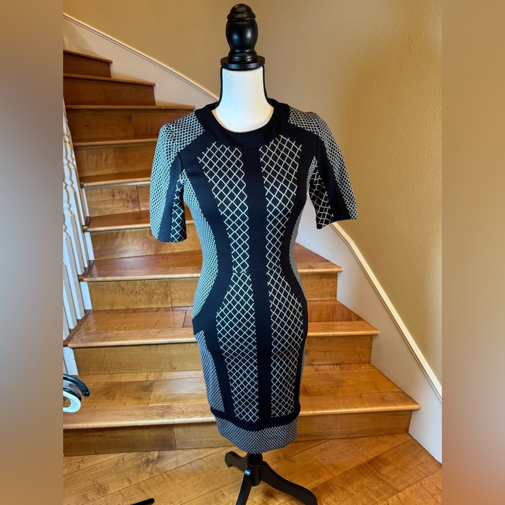 XS BCBG Max Mara Spandex Fitted One Piece Midi
